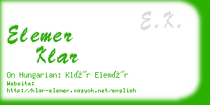 elemer klar business card